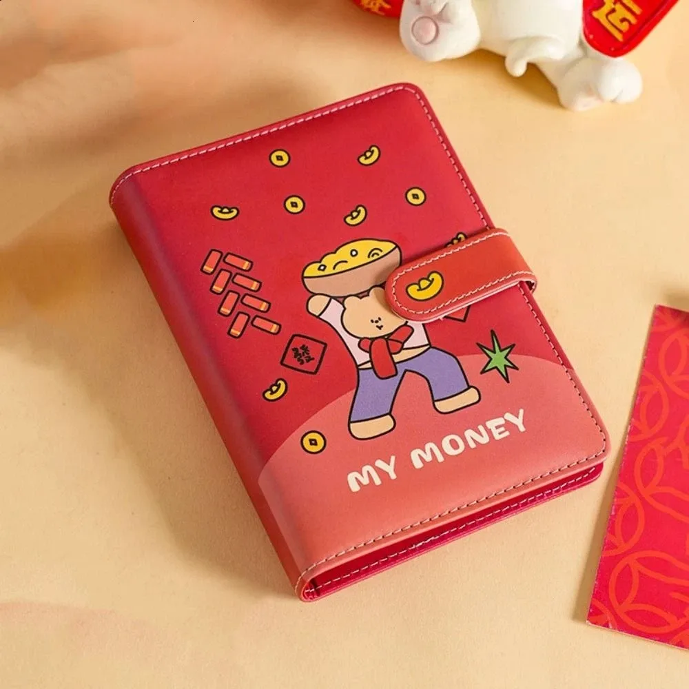 الكرتون توفير المال الموثق 100 ورقة بولي Leather الجلود حساب كتاب الميزانية الموثق التوفير كتيب المغلفات النقدية مخطط المنظم #4