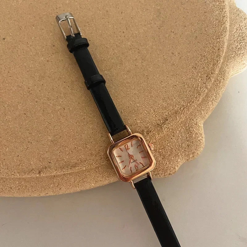 Reloj de mujer con esfera cuadrada pequeña, correa de cuero fina, Reloj de pulsera para mujer, relojes elegantes para mujer, relojes informales femeninos