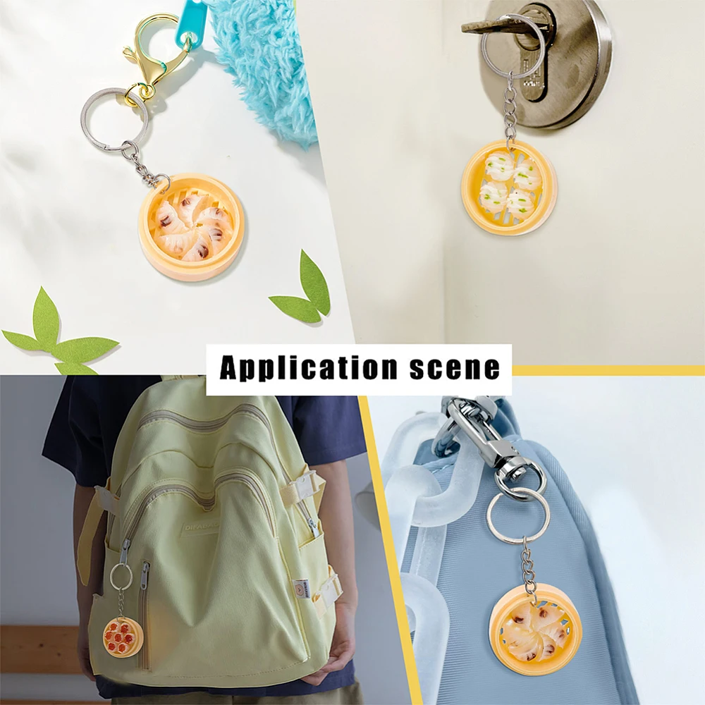 10 قطعة سلسلة المفاتيح الغذائية الصغيرة على البخار كعكة محشوة المفاتيح لطيف لذيذ الغذاء المفاتيح اكسسوارات الإبداعية حلقة رئيسية فورية