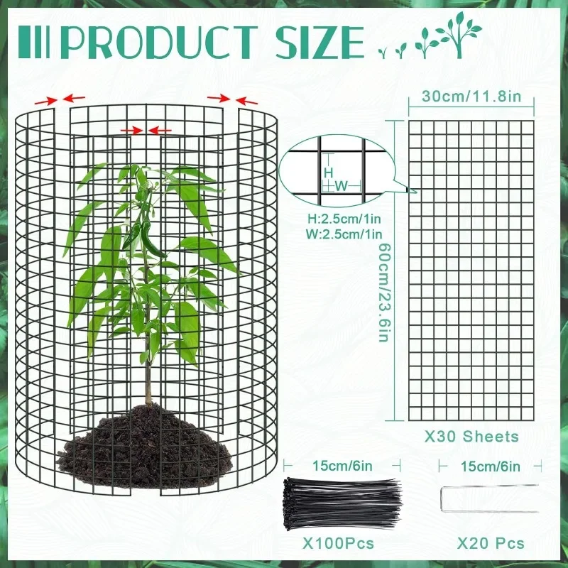 Plant Protectors Wire Plant Cages Mesh Plant Cage Chicken Wire Cloche with Ground Stakes and Nylon Ties Protect Plants