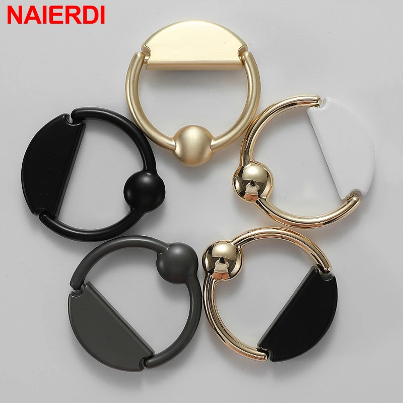 NAIERDI Zinc Alloy Gold Cabinet Knobs Kitchen Door Handles Black Drawer Cupboard Door Handle Cabinet Handles Furniture Hardware