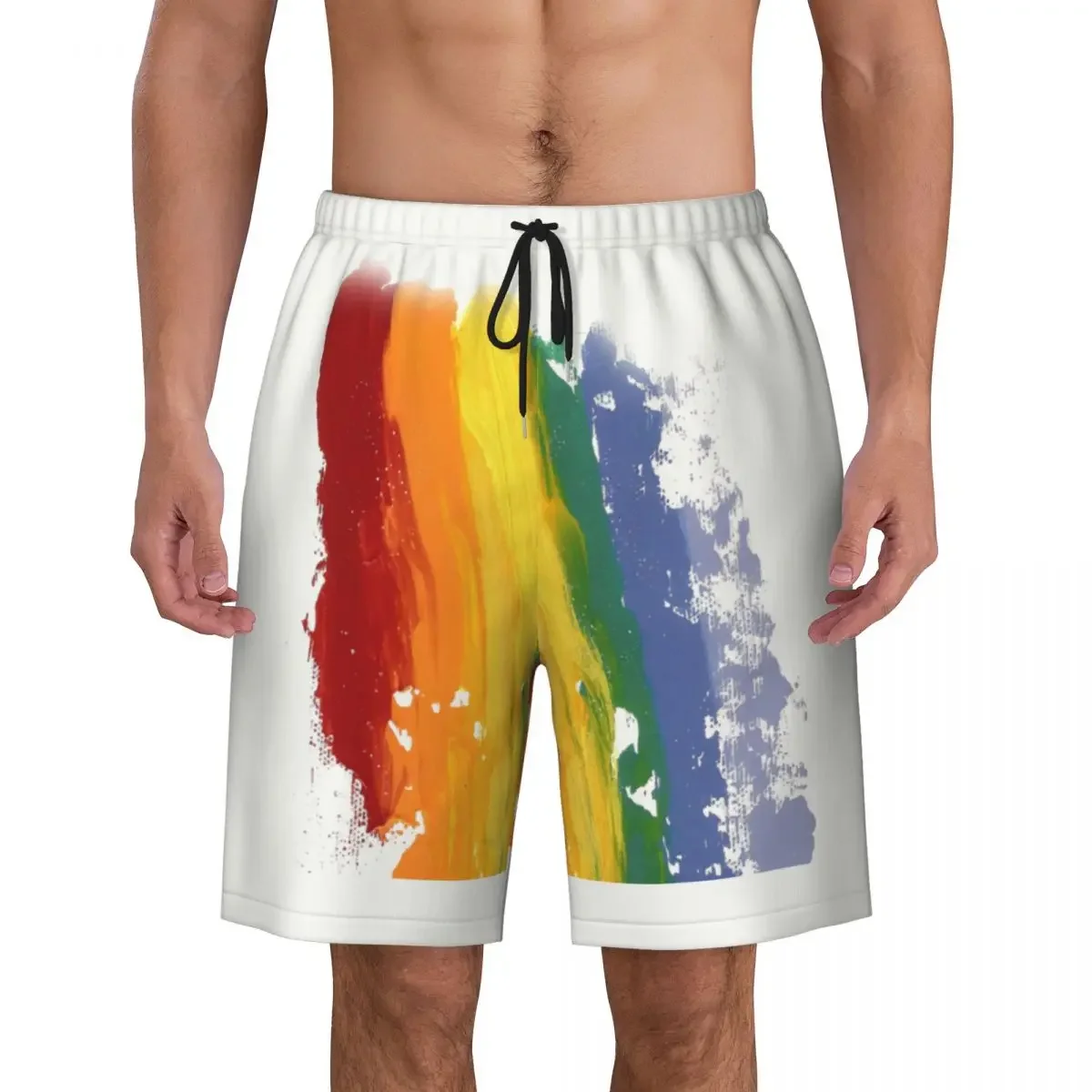 LGBT Rainbow Board Shorts Men Cool Beach Shorts Briefs Gay Pride Quick Dry Swimming Trunks