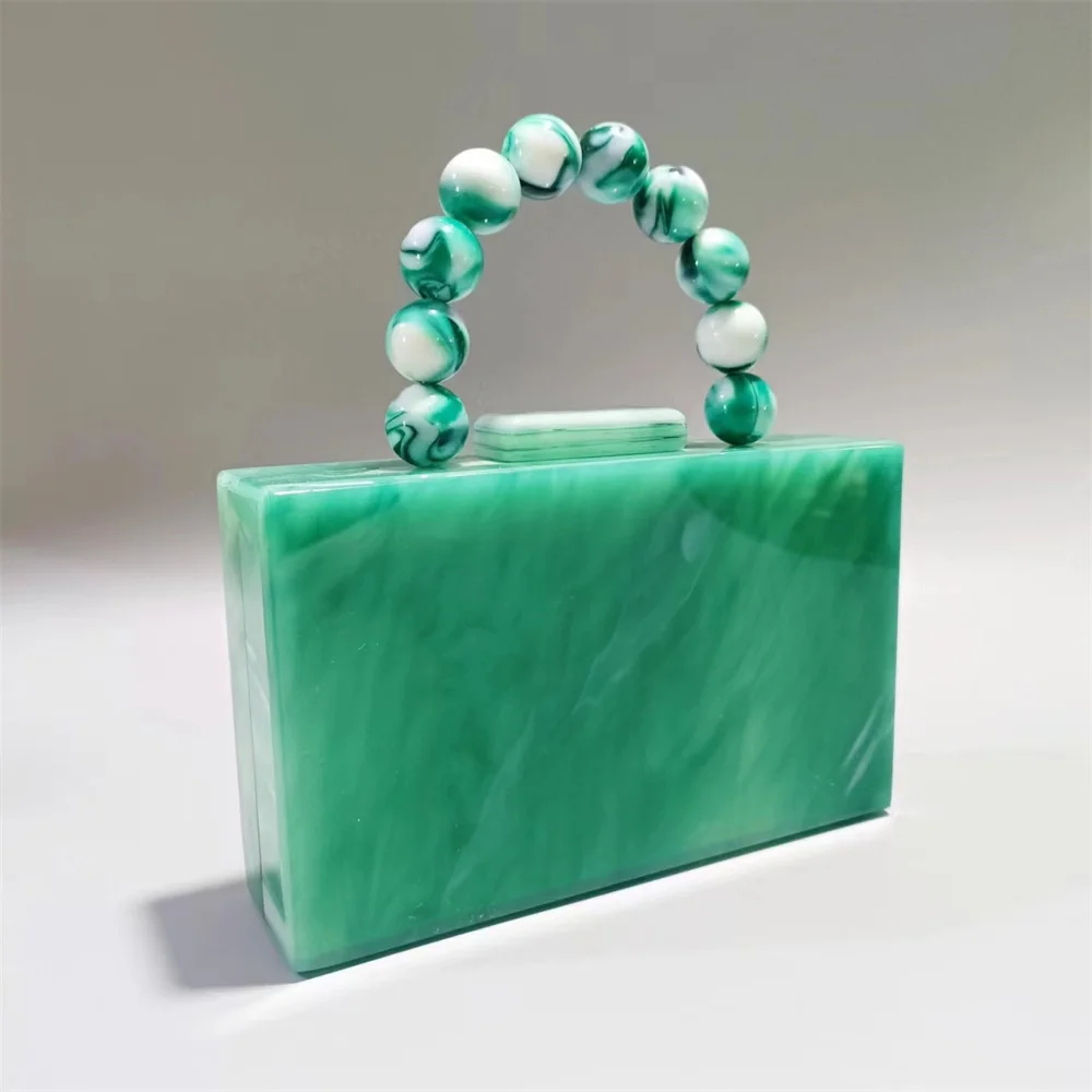 Candy PVC Wedding Mini Summer Beach Gift Purse Women Marble Acrylic Evening Bag Beads Party Prom Clutch HardCase Casual Handbags