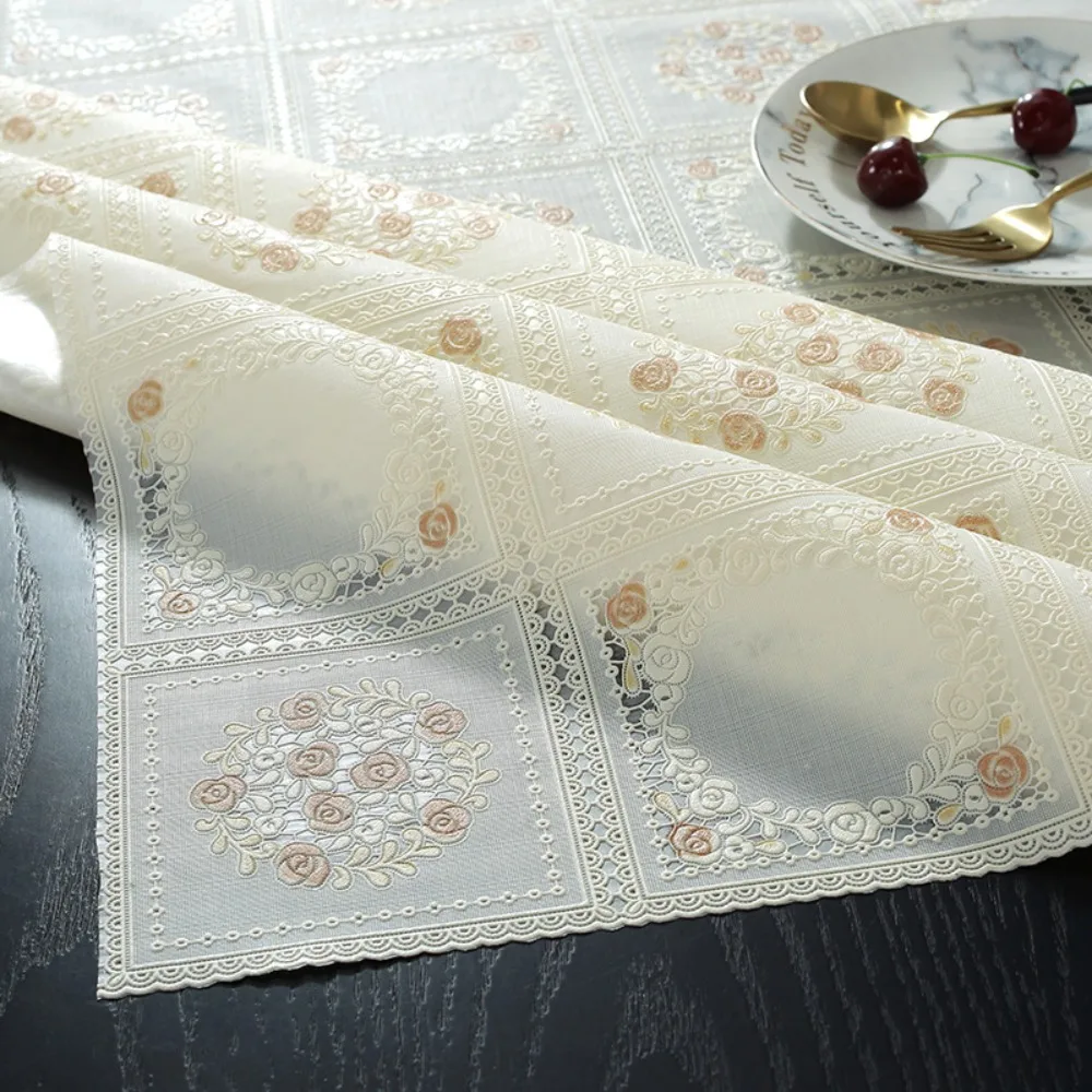 

Nordic Style Waterproof PVC Tablecloth Washable Erasable Lace Tablecloth Oil Proof Rectangular Table Cover Tea Table