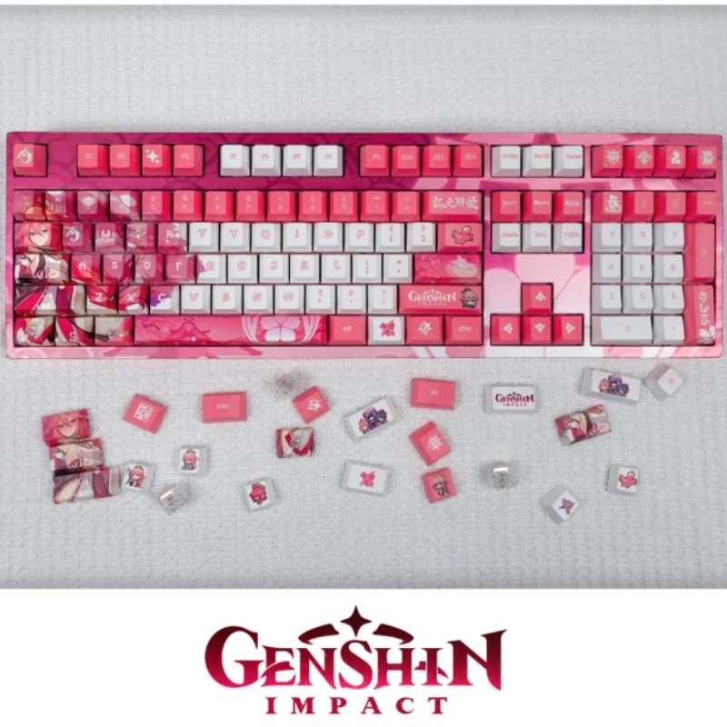 Genshin Impact Keycaps Personalized Customization Yae Miko Mechanical Keyboard Keycaps Anime PBT 108 Keys Cherry Profile Keycaps