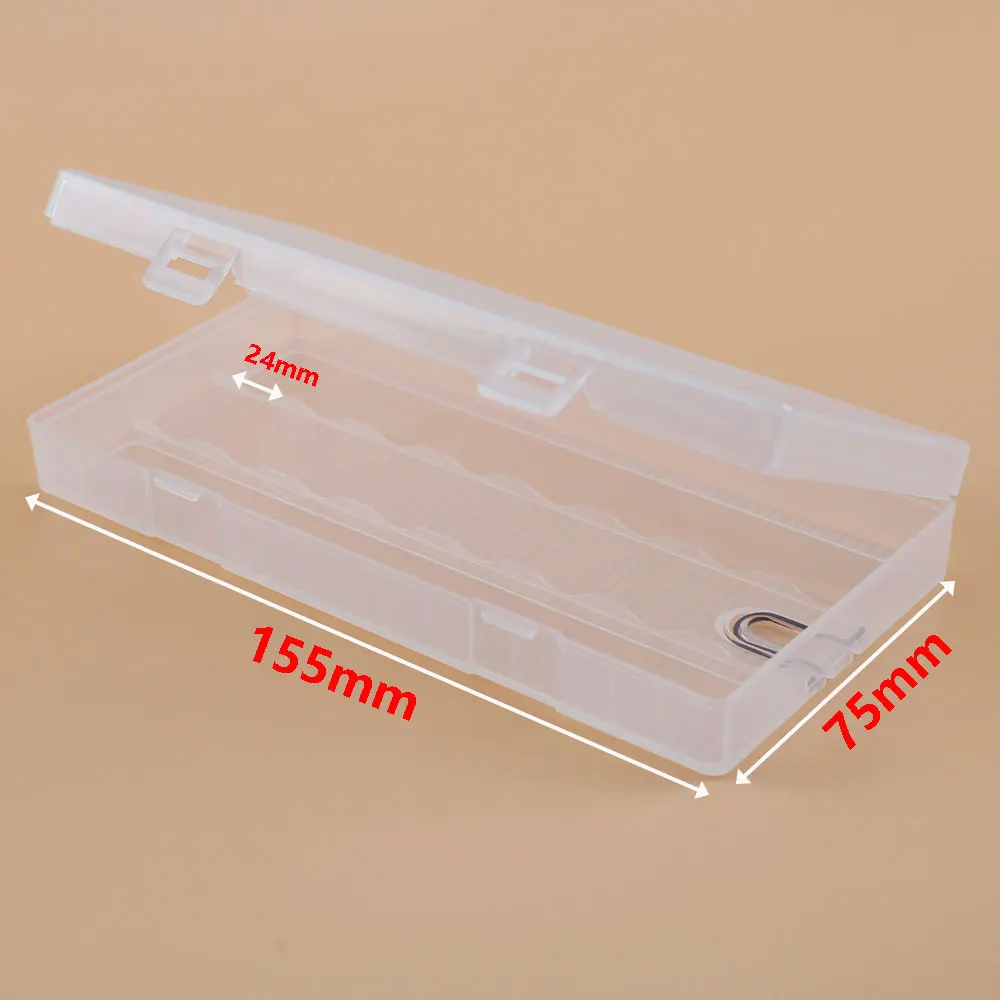 1piece Battery Storage Box With Hook Accessories For 18650 Transparent Hard Container Holder Case Battery Plastic Organizer