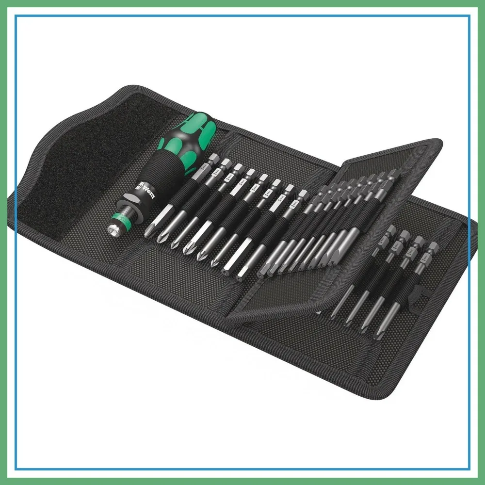 

33-Piece Bitholding Screwdriver and Pouch Set, Compact Ratchet Design, Precision Bits