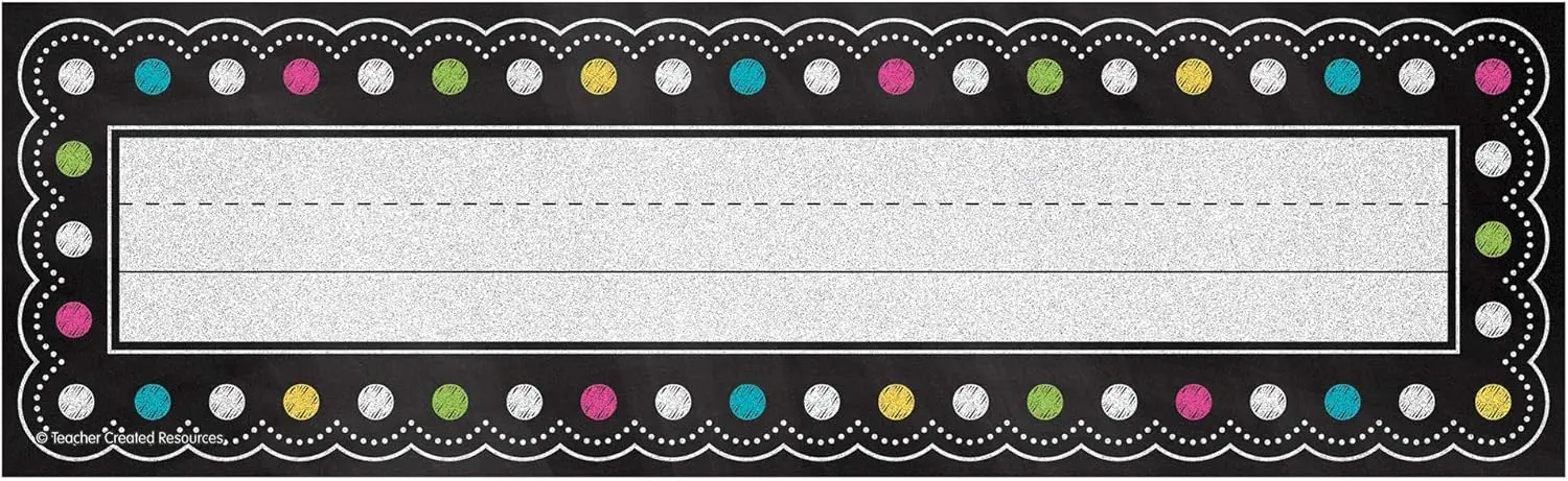 Chalkboard Brights Name Plates for Classroom, 36 Pack Extra Long Desk Name Tags with Fun Design