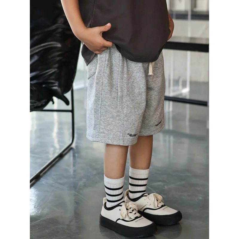 2024Summer New Boys' Shorts Summer Thin Children's Pants Summer Medium and Big Children Handsome Sports Pirate ShortsAis