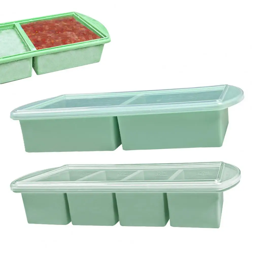 Silicone Soup Freezer Tray with Flexible Lid BPA-Free Leak-proof Versatile Freezing Molds for Soups Sauces And Complementary Foo