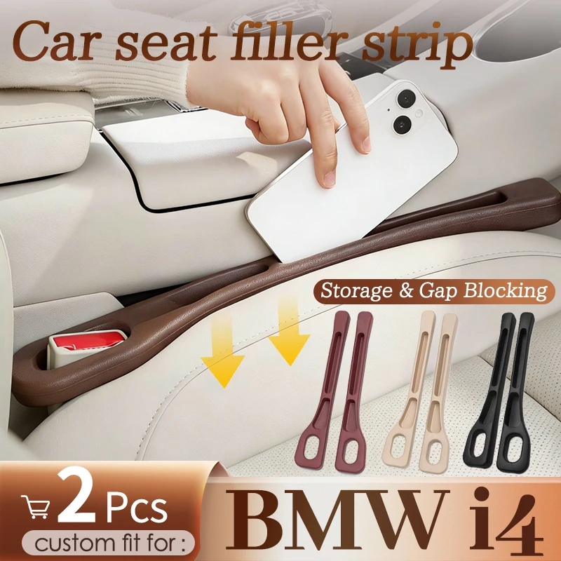 Car gap filler strip for BMW i4 Car Front Seat Gap Filler, Car Crevice Storage Supplies, Soft Close-Fitting, Leak-Proof ，1 pair