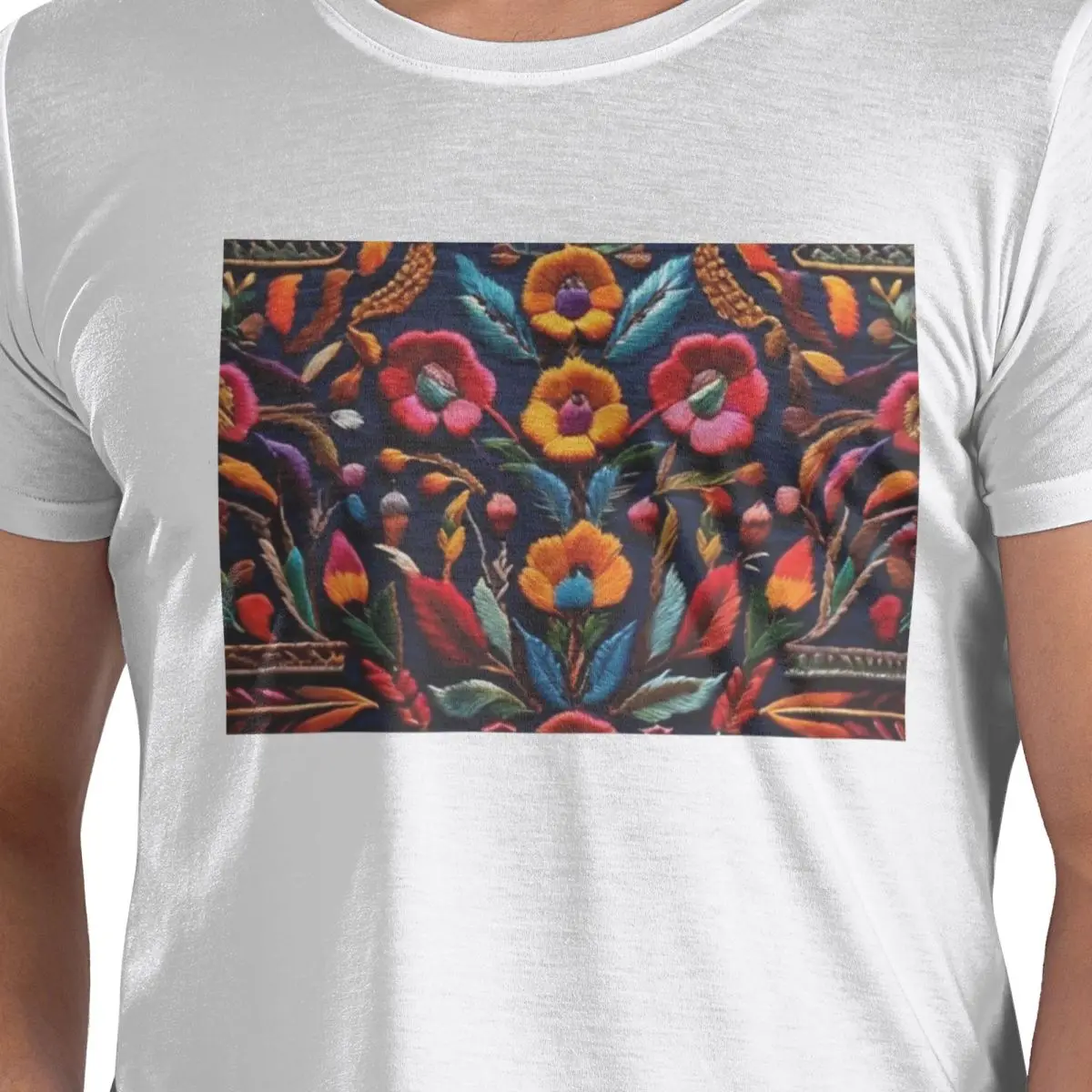 

Mexican Embroidery Floral (27) 100% Cotton T-Shirt Men's Classic T Shirts Men Round Neck Short Sleeve S-6XL