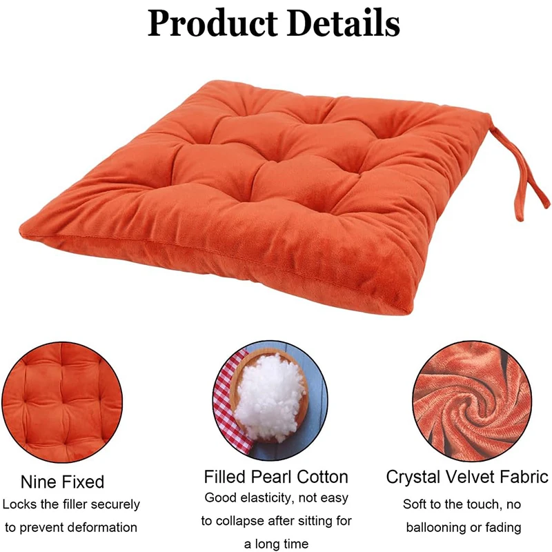 1/2/4pcs Thickened Crystal Velvet Square Seat Cushion for Dining Patio Home Office Indoor Outdoor Garden Sofa Buttock Cushion 방석