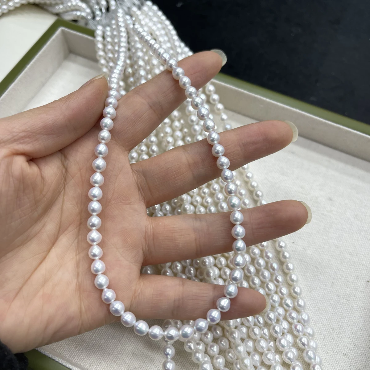 

5-6mm Natural Pearl Teardrop White Rice Bead Freshwater Necklace Semi-Finished DIY Materials Accessories Wholesale Jewelry Gift