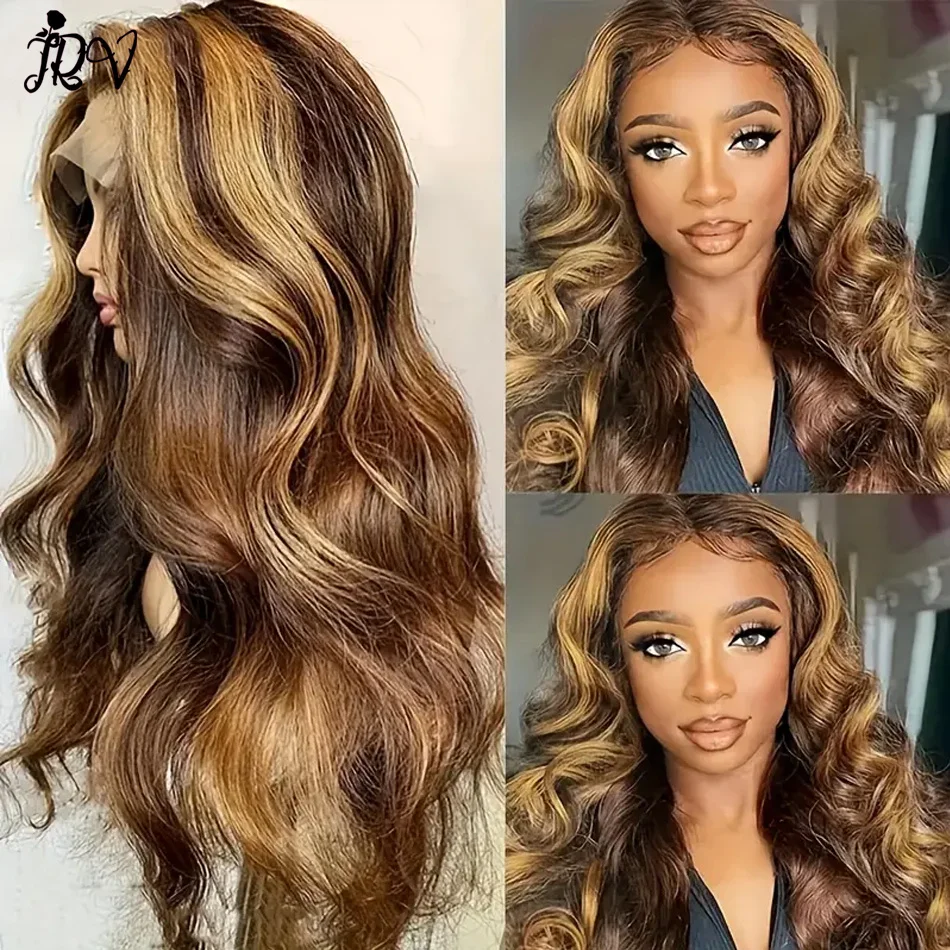 

Highlight Ombre 13x4 Lace Frontal Wig P4/27 Colored Body Wave Human Hair Wigs For Women 613 HD Lace Closure Wig Pre Plucked