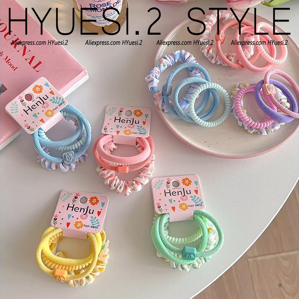 

4pcs/Set Elegant Scrunchies Colorful Spiral Hair Ties Ropes Elastic No-Damage Ponytail Holder Rubber Band Women Girls Headwear