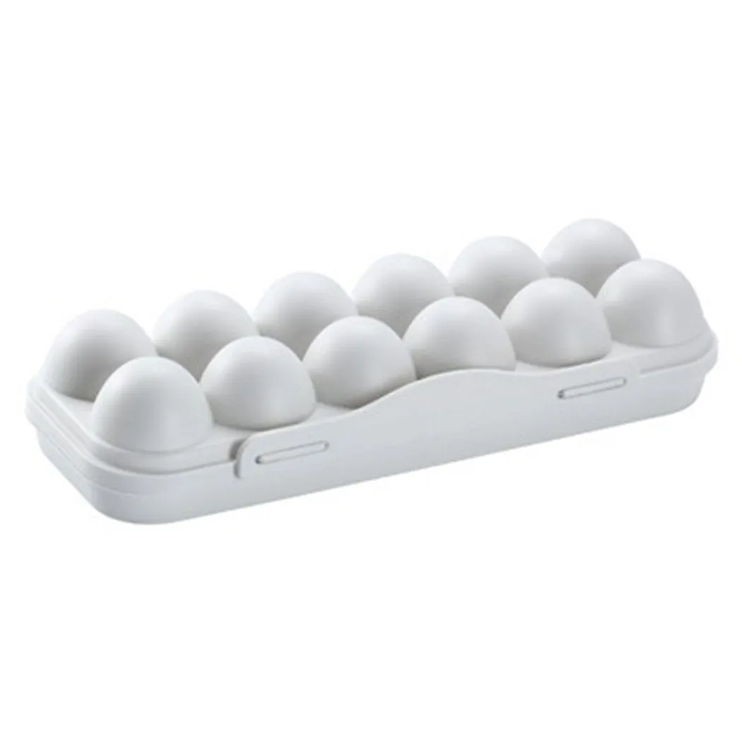 Refrigerator Egg Storage Box With Lid Plastic Crisper Egg Container Anti-scroll Bracket Home Kitchen Organization