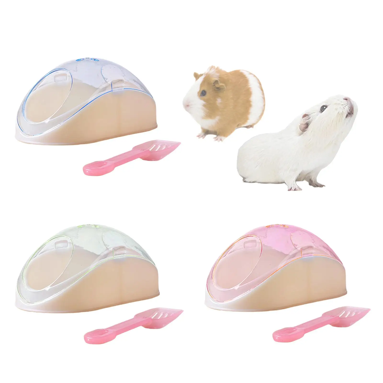 Transparent Small Animal Bath Box and Spoon Big Space Bathroom Cages Hamster