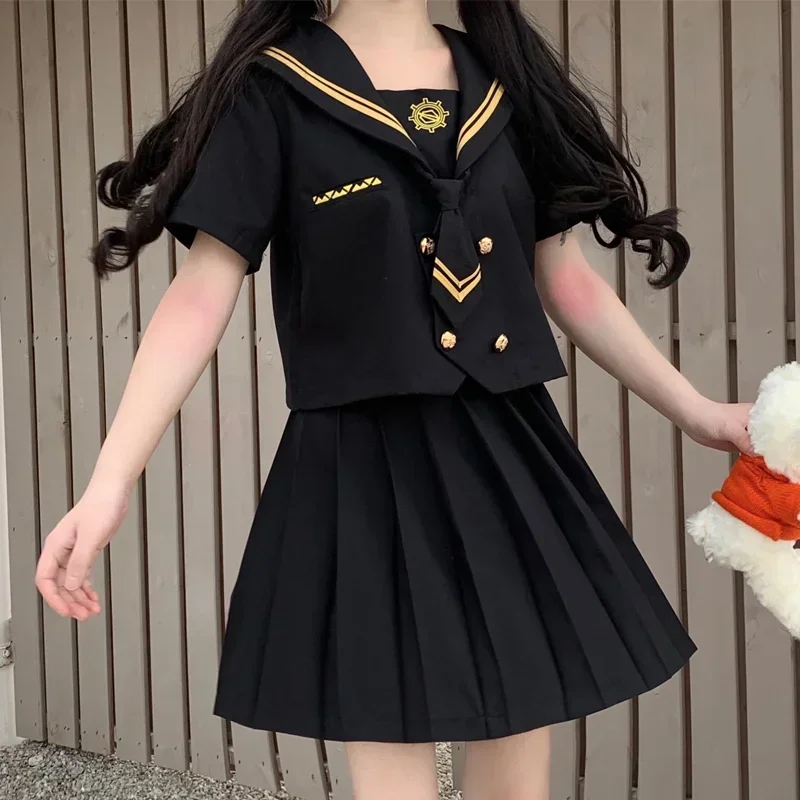 Uniformes scolaires japonais étudiant S-2xl étudiant filles bleu marine costume mignon femmes sexy marine JK imbibé marin chemisier jupe plissée ensemble