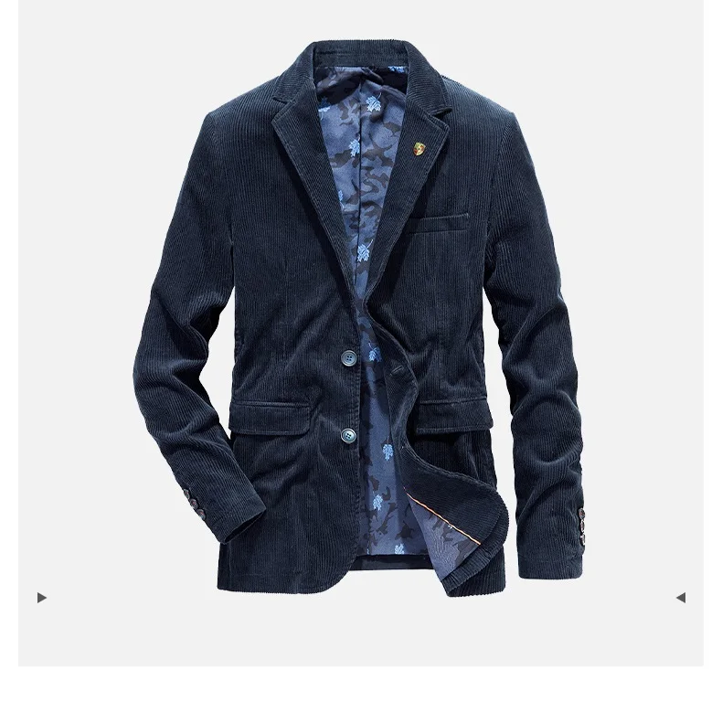 2025 Corduroy Business Blazer Mannen Lente Herfst Vintage Heren Jas Katoen Casual Slim Fit Pak Mannelijke Tops Maat M-4xl Blazer Homme
