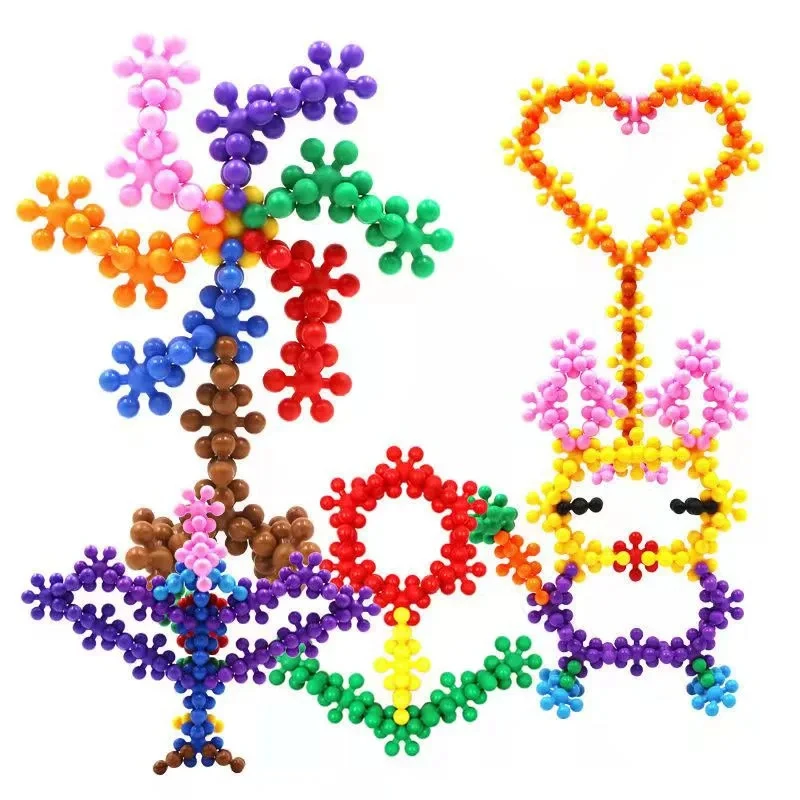 3D Plum Blossom Building Blocks Kids Puzzle Building Blocks Chroma Building Blocks Toys DIY Puzzle Early Education Toys Gift