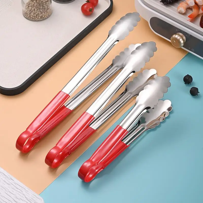 Premium Stainless Steel Kitchen Food Tongs, 9/12/14 Inch Multifunctional Clips for Baking, Bread, BBQ, Steak & Food Serving