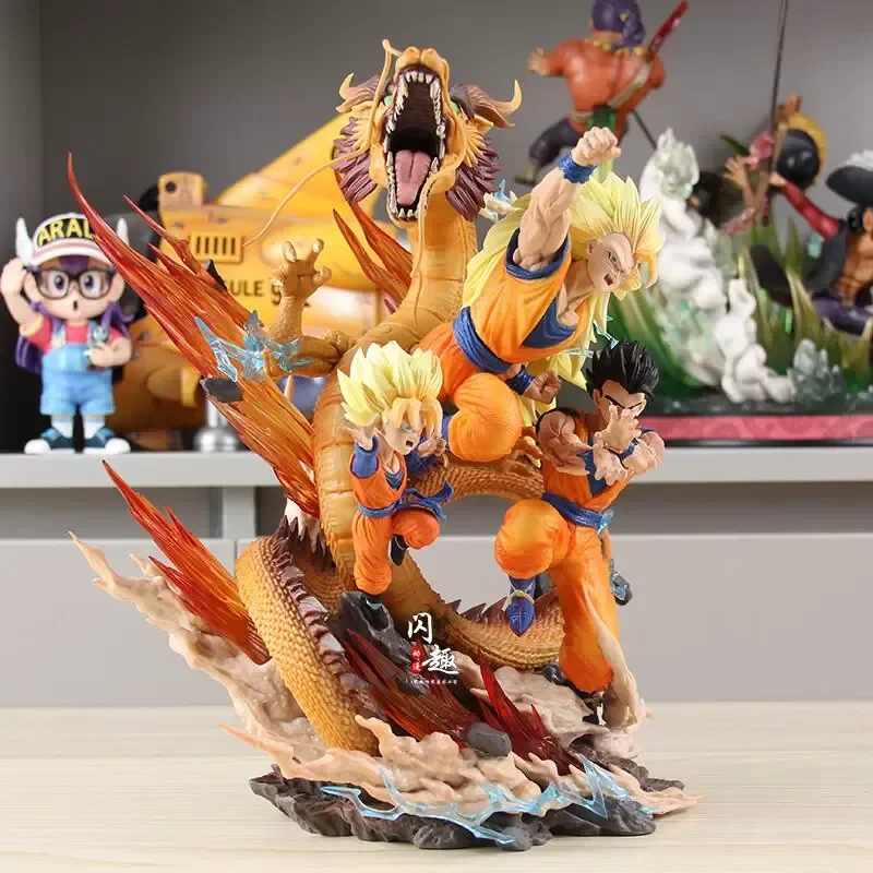 

27cm Super Three Dragon Balls Dragon Ball Scene Ornament Handmade Anime Figurine Wukong Wufan Wutian Father And Son Collectible