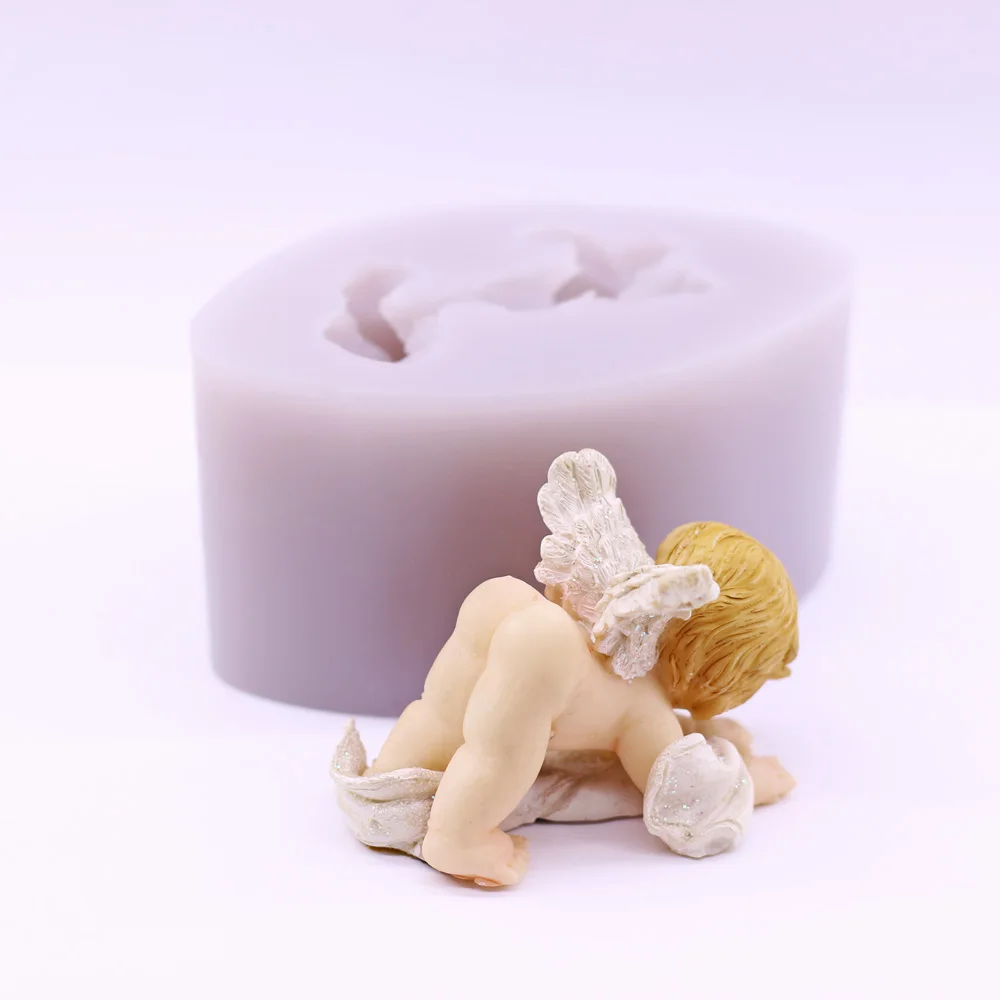 3DCurvy Baby Angel Silicone Mould for DIY Resin Polymer Clay Sugar Craft Cupcake Topper Chocolate Candy Cake Decor
