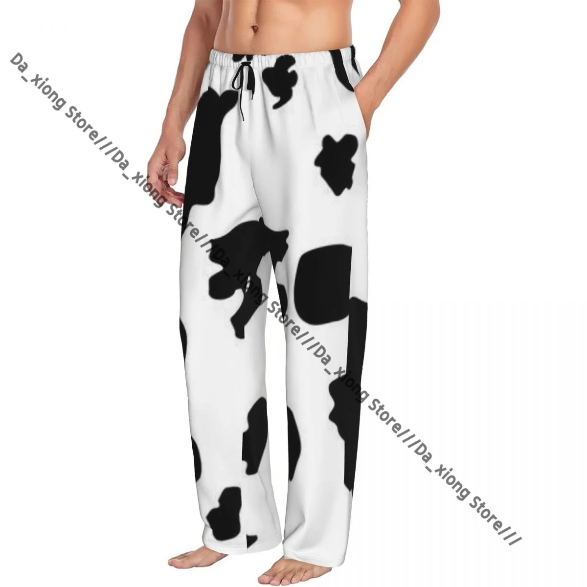 Men Sleep Bottoms Male Lounge Trousers Men's Cow Skin Texture Pajama Pants