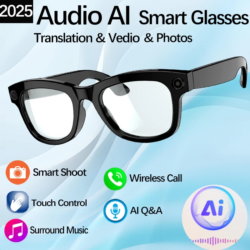 

Умные очки с искусственным интеллектом 2025 года, Bluetooth-перевод в реальном времени, пульс, Wi-Fi, разъем HD-фотосъемки, фотографии Vedio, умные очки