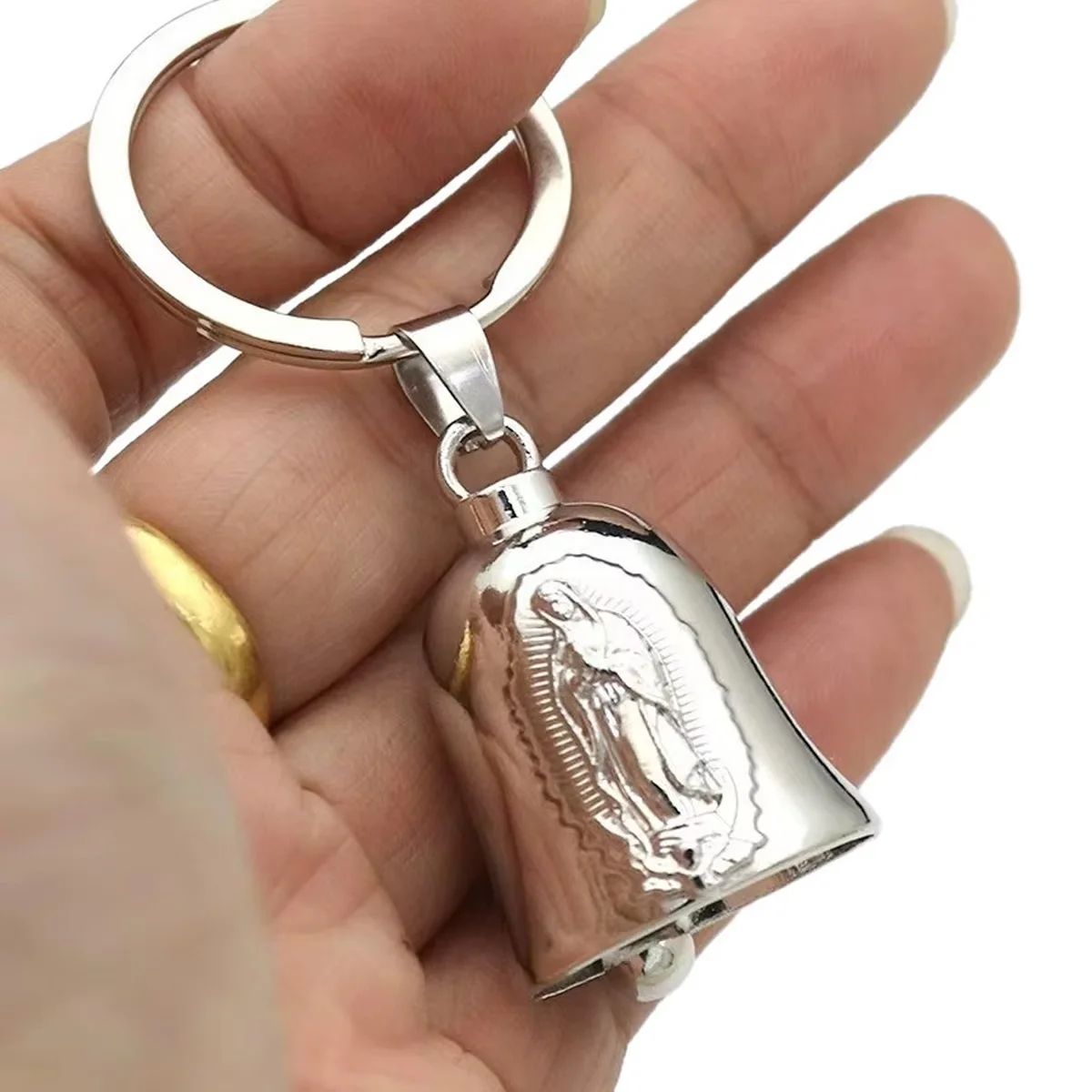 Angel Wings Motorcycle Clock Bell Pendant Key Chain Punk Rock Man Riding Amulet Exorcist Jewelry