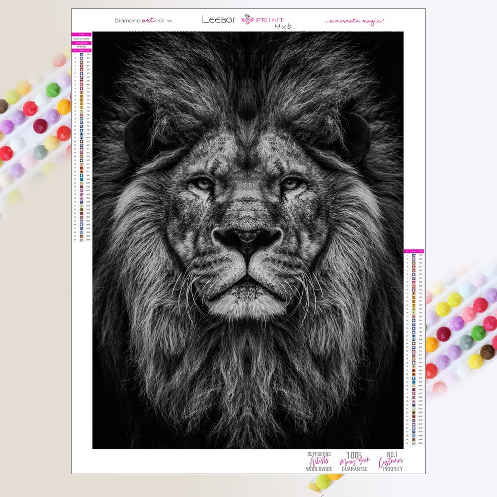 Diamond Painting Inspirational Lion Picture Full Diamond Mosaic Embroidery Cross Stitch Set Living Room Home Art Wall Decor Gift