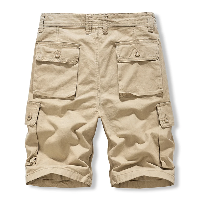 Men\'s Clothing Solid Color Summer Button Zipper Pockets Casual Straight Camouflage Knee Pants Boyfriend Vintage Gym Shorts