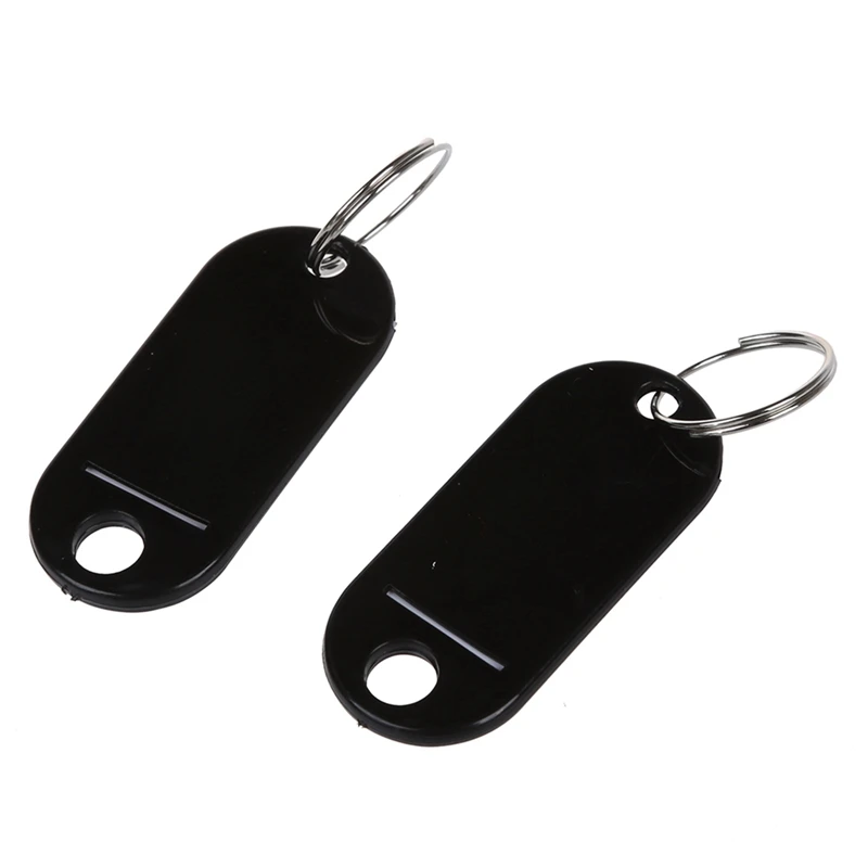 Hot-80 Pcs Key ID Label Tags Split Ring Keyring Keychain Black