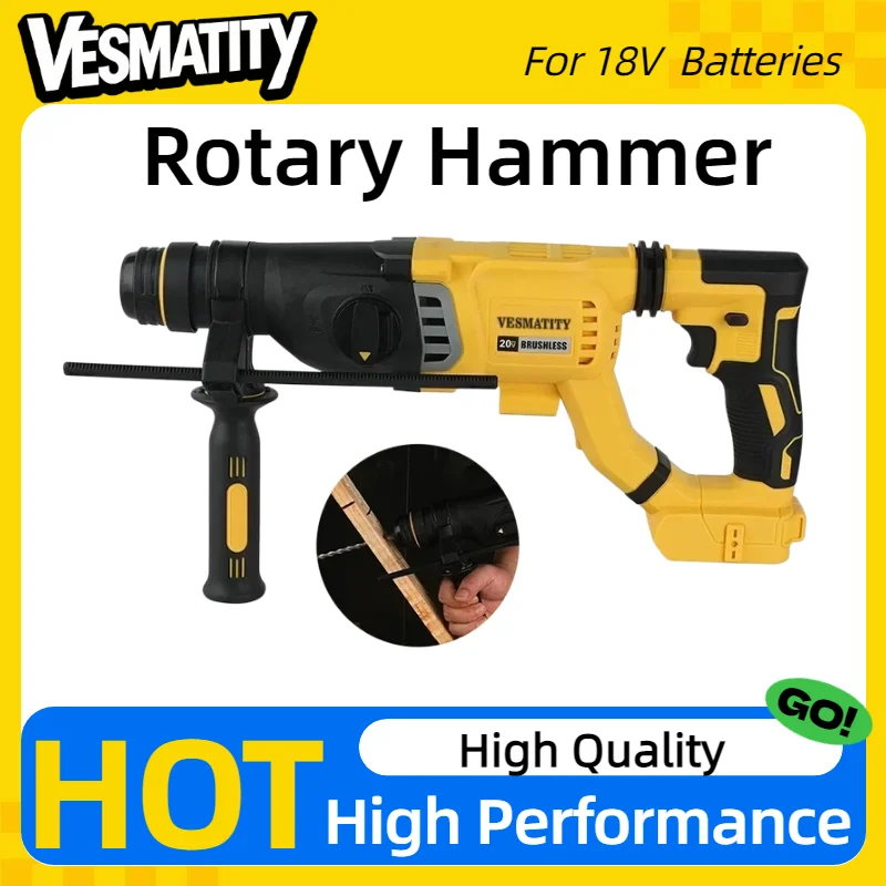 Cordless SDS Rotary Hammer 3‑Mode D‑Handle Drill for Concrete Wall Metal Wood Drilling Hot Sale Power Tool Compatible