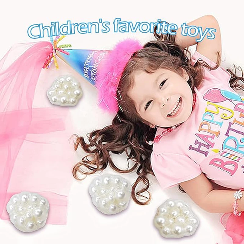 Handgefertigter, geräuscharmer Squishy-Ball der Traube für Erwachsene, weiße Perle, sensorisches Zappelspielzeug für Kinder, Stressabbau-Squeeze-Spielzeug