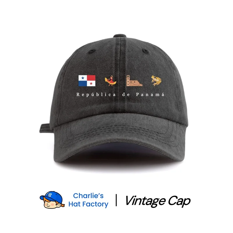 1 pc República de Panamá Print Washed Baseball Cap, Classic Casual Stylish Vintage Soft Sweatband Adjustable Size Lightweight