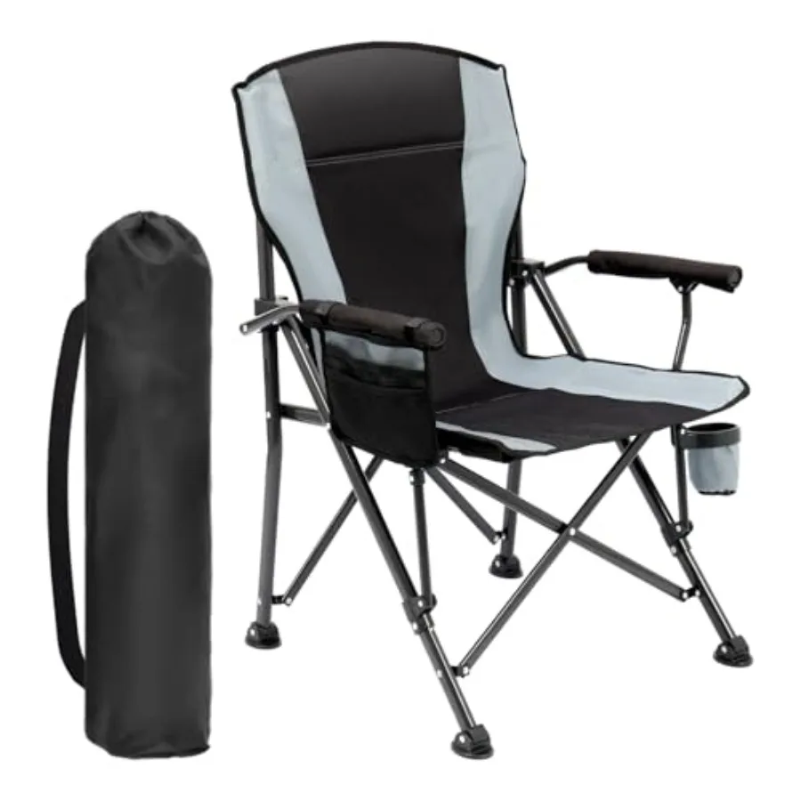 

Oversized Folding Camping Chair for Adults, Supports 450 LBS Camping Chairs, Heavy Duty Camping Chair with Side Pockets, Foldab