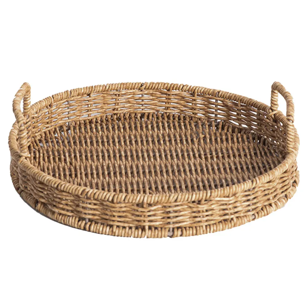 

Woven Bread Basket Fruit Snack Platter Large Capacity Kitchen Storage Decorative Rattan Style Home Tray Sundries Organizer