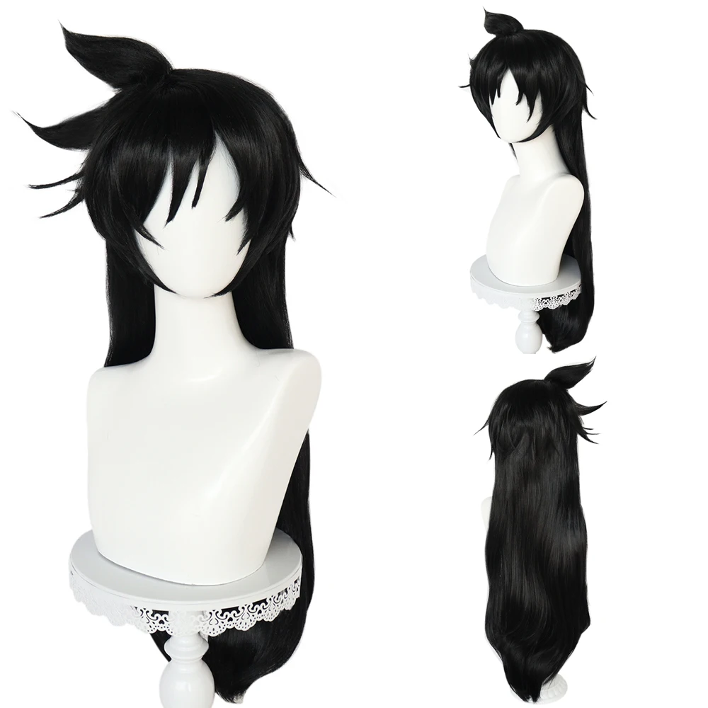 عالية الجودة أنيمي المحقق ران موري تأثيري الشعر الاصطناعية 30 بوصة أسود مستقيم الشعر هالوين كرنفال شعر مستعار للحفلات الطبيعية