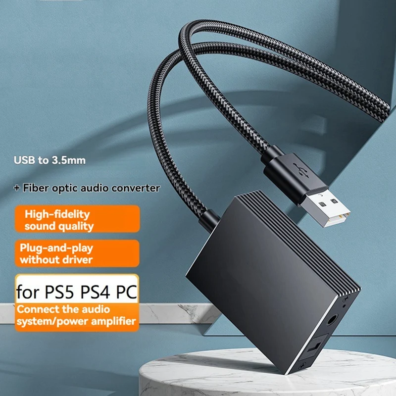 Super Sale USB to Optical SPDIF Toslink & 3.5mm Audio Adapter Converter for PS5