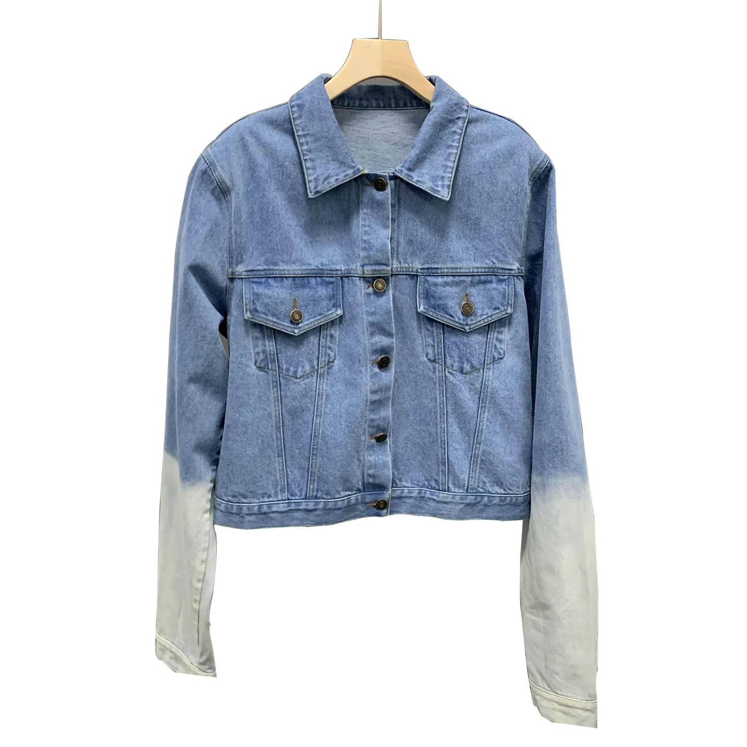 Vestes en Denim bleu blanc dégradé pour femmes, nouveau Style coréen, manteau décontracté court, haut à la mode, vêtements amples pour femmes, début du printemps et de l'automne