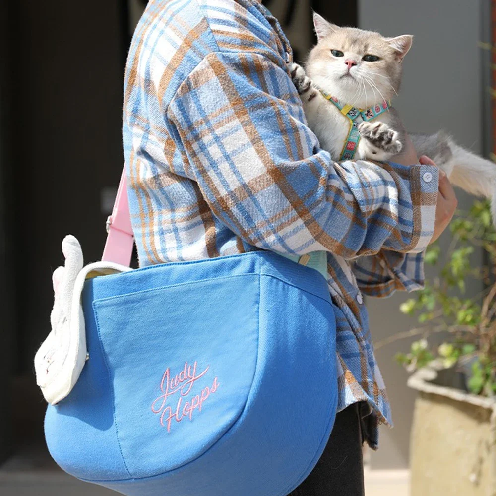 Zootopia Judy Hoppers Bolso bandolera grande para mascotas, bolso de mano espacioso para gatos y perros pequeños, mochila de viaje al aire libre manos libres