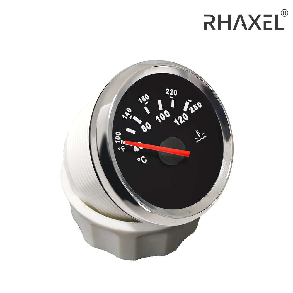 

RHAXEL 12V 24V Universal 52mm Waterproof Auto Water Temp Gauge Temperature Meter 40-120 Celsius for Car Truck with Red Backlight