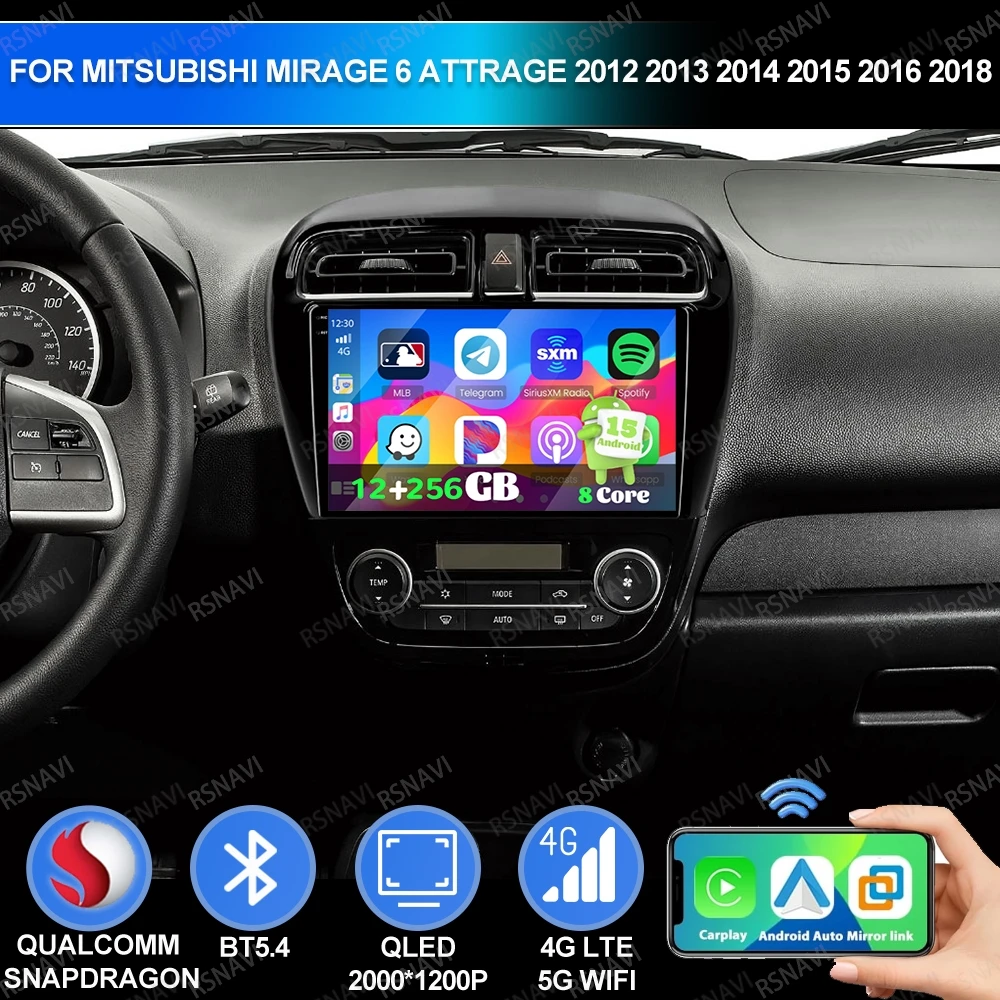 

Android 15 для Mitsubishi Mirage 6 Attrage 2012 2013 2014 2015 2016 2018 GPS Qualcomm Автомобильный радиоприемник Навигация АВТО Стерео DSP QLED