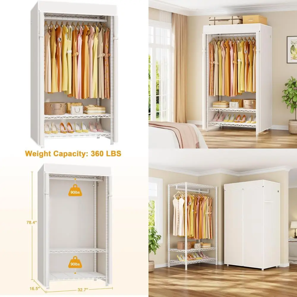 

Портативная сверхпрочная крытая вешалка для одежды для подвешивания, отдельно стоящее решение для хранения одежды с прочной крышкой