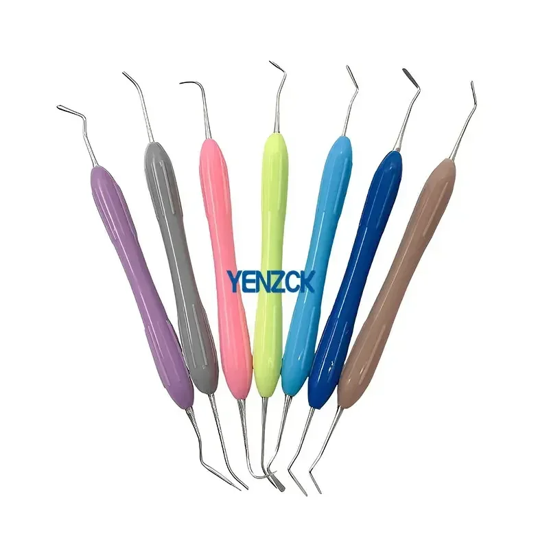 1 / 2 Sets Dental Double Ended Stainless Steel Resin Filler Set Composite Resin Filling Spatula Silicone Handle