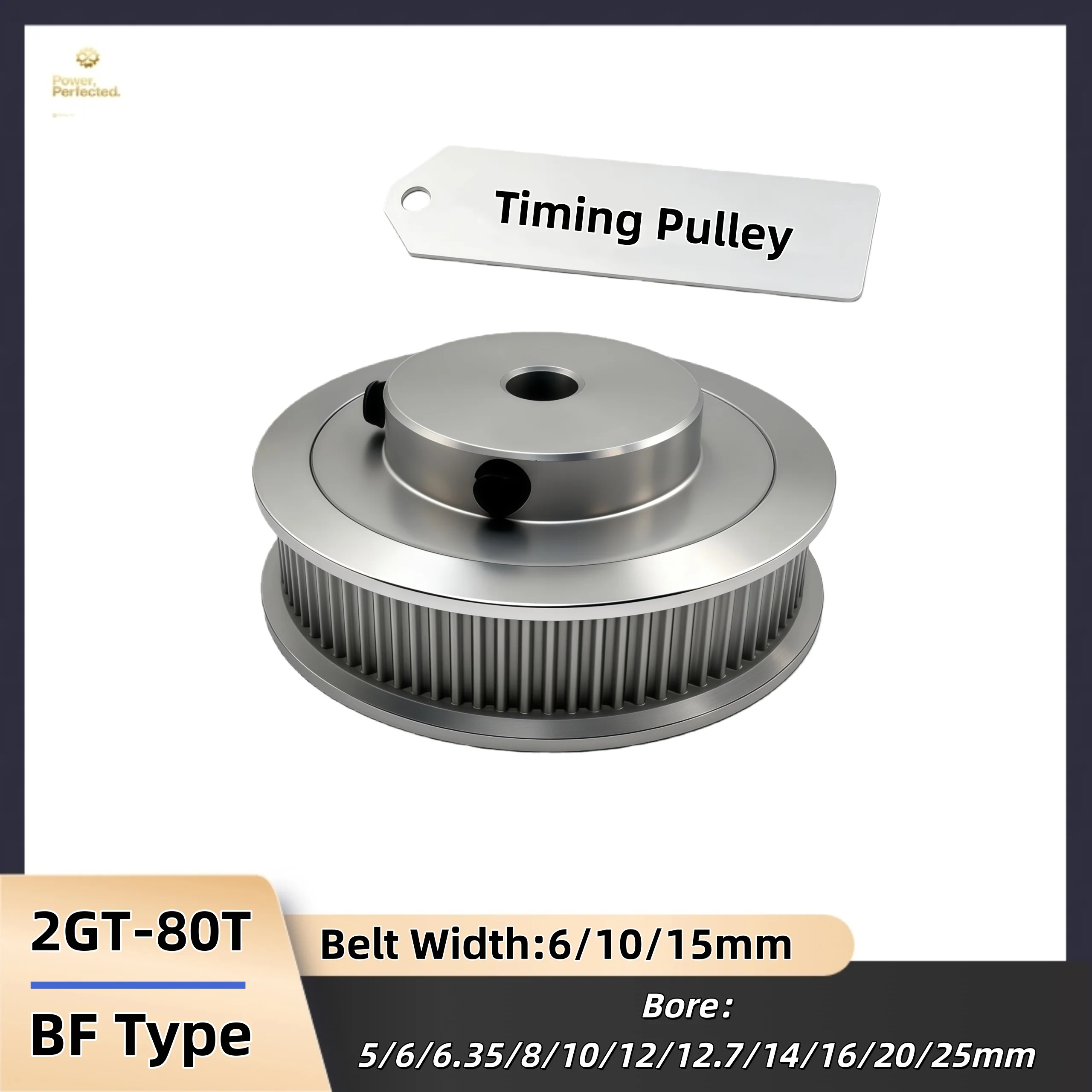 

2GT Timing Pulley BF Type 80 Teeth Aluminum Alloy Precision Drive Pulley Belt Width 6/10/15mm for 3D Printer