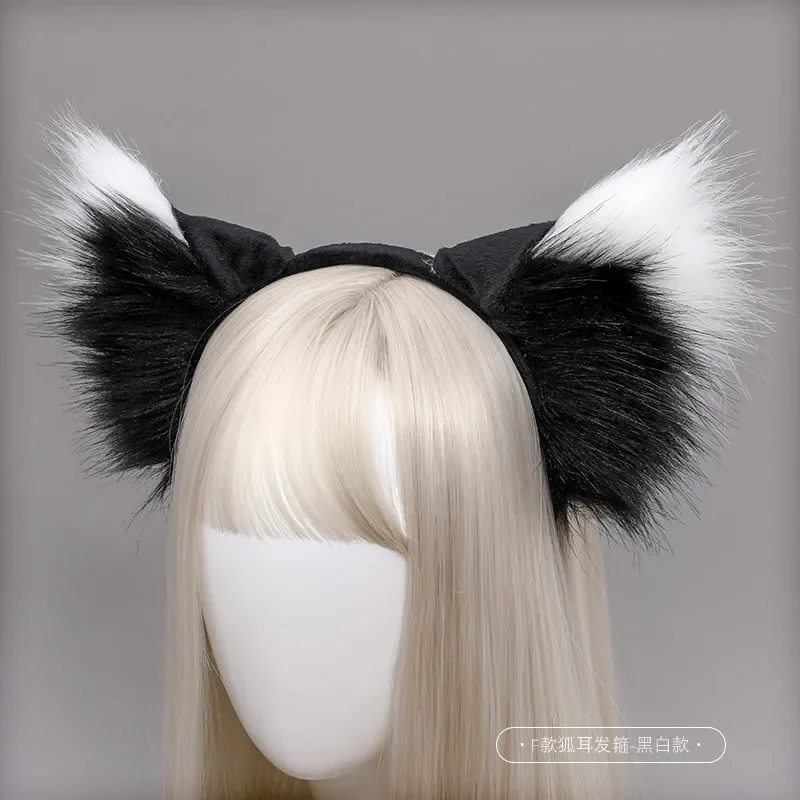 Anime Fox Ears Headband Hair Accessories Plush Fox Ear Headwear Cosplay Props JK Girl Halloween Party Role Play Hair Hoop