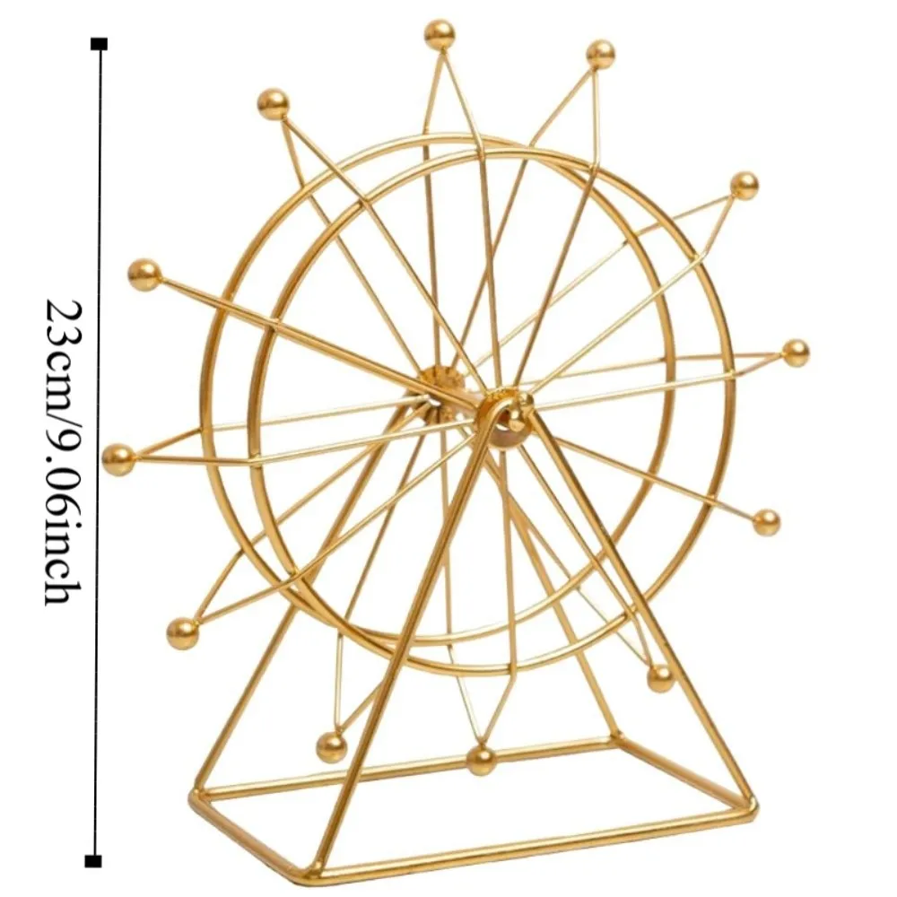عجلة فيريس حديدية نموذج يدوي قابل للجمع عجلة فيريس قديمة الحلي عرض تدوير عجلة فيريس زينة الطاولة #5